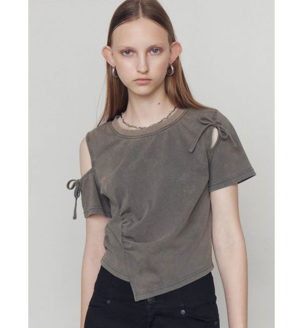 EMODA「アシンメトリーカットアウトTシャツ」|Tシャツ・カットソー|