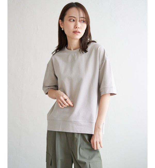 ikka「コットンUSAミニ裏毛半袖Tシャツ」|Tシャツ・カットソー|ライトグレー