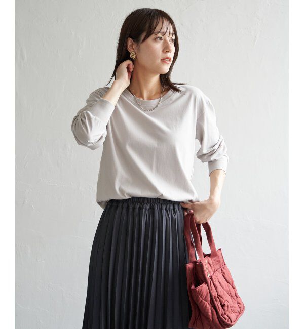 ikka「コットンUSA裾ラウンドロンT」|Tシャツ・カットソー|