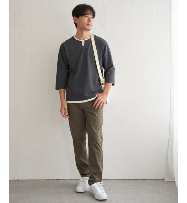 ikka「【抗菌防臭】GOKU楽冷感7分袖キーネック」|Tシャツ・カットソー|