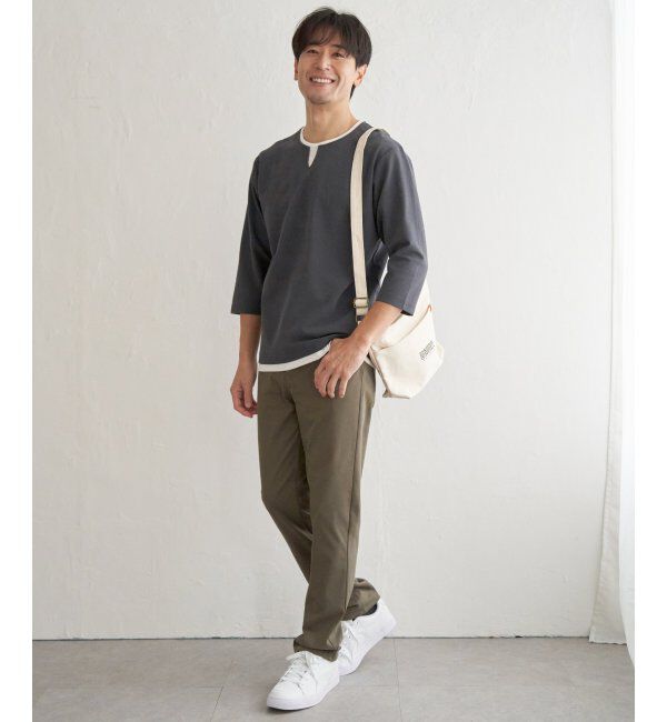 ikka「【抗菌防臭】GOKU楽冷感7分袖キーネック」|Tシャツ・カットソー|