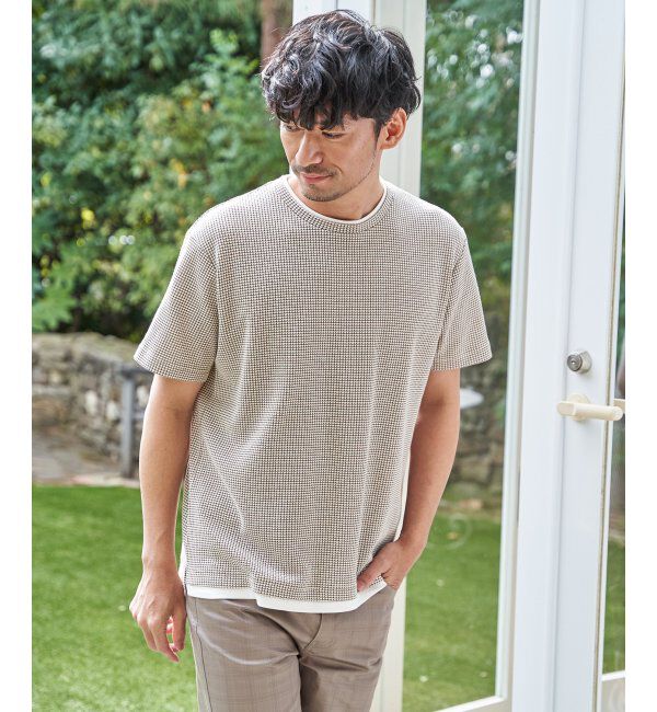 ikka「【雑誌MonoMax5月号掲載】冷感ドライワッフルフェイクT「小泉孝太郎さん着用モデル」」|Tシャツ・カットソー|