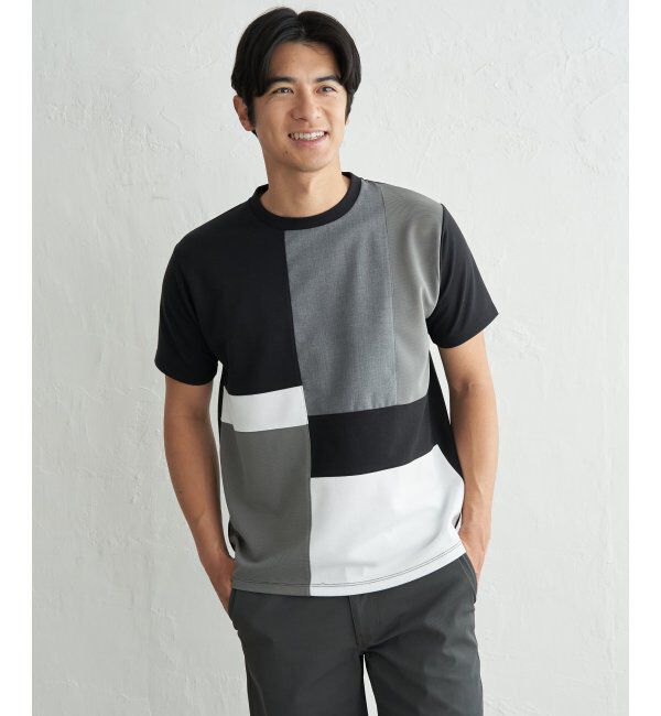 ikka「【雑誌MonoMax5月号掲載】ブロックス冷感切り替えTシャツ「小泉孝太郎さん着用モデル」」|Tシャツ・カットソー|