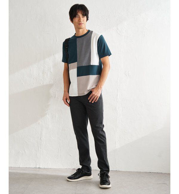 ikka「【雑誌MonoMax5月号掲載】ブロックス冷感切り替えTシャツ「小泉孝太郎さん着用モデル」」|Tシャツ・カットソー|