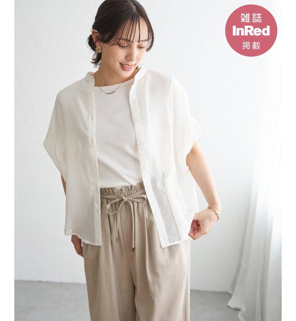ikka「【雑誌InRed6月号掲載】コットンライクシアードルマンブラウス」|シャツ・ブラウス|オフホワイト