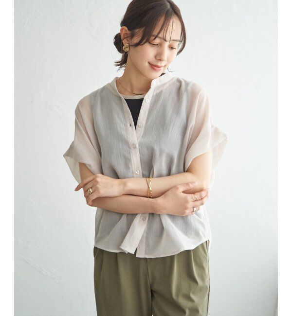 ikka「【雑誌InRed6月号掲載】コットンライクシアードルマンブラウス」|シャツ・ブラウス|