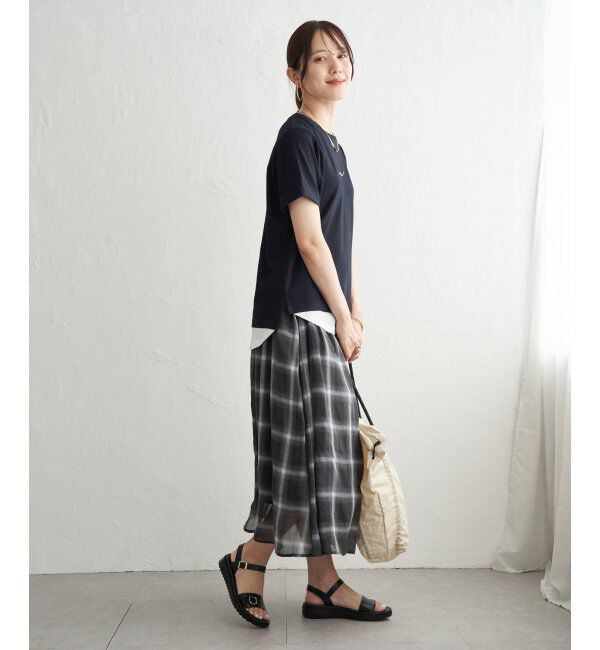 ikka「【雑誌InRed6月号掲載】鹿の子裾レイヤードプルオーバー【接触冷感】」|Tシャツ・カットソー|