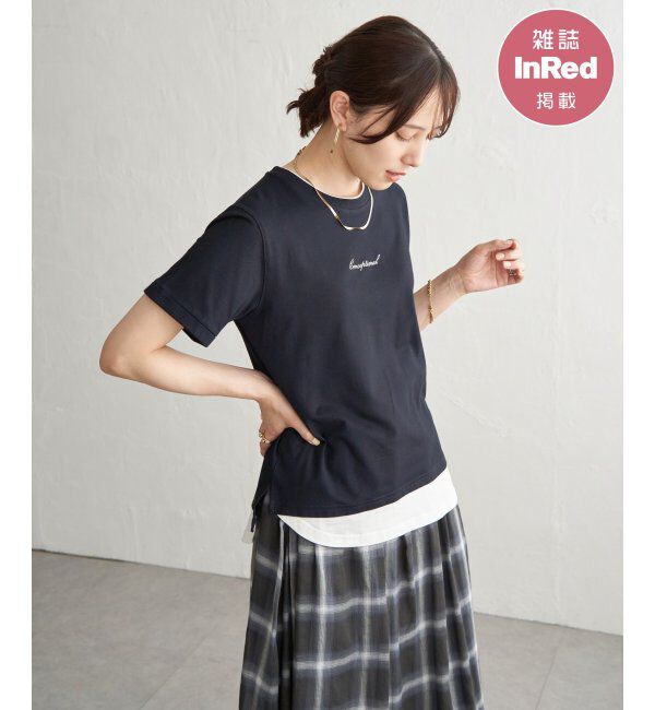 ikka「【雑誌InRed6月号掲載】鹿の子裾レイヤードプルオーバー【接触冷感】」|Tシャツ・カットソー|ネイビーブルー