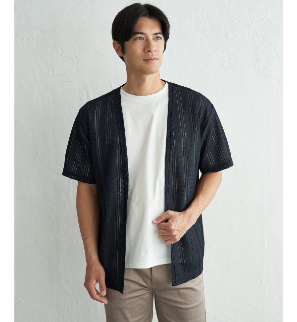 ikka「【接触冷感／吸水速乾】ラッセルカーディガン冷感インナーセット【2点セット】」|Tシャツ・カットソー|ネイビーブルー