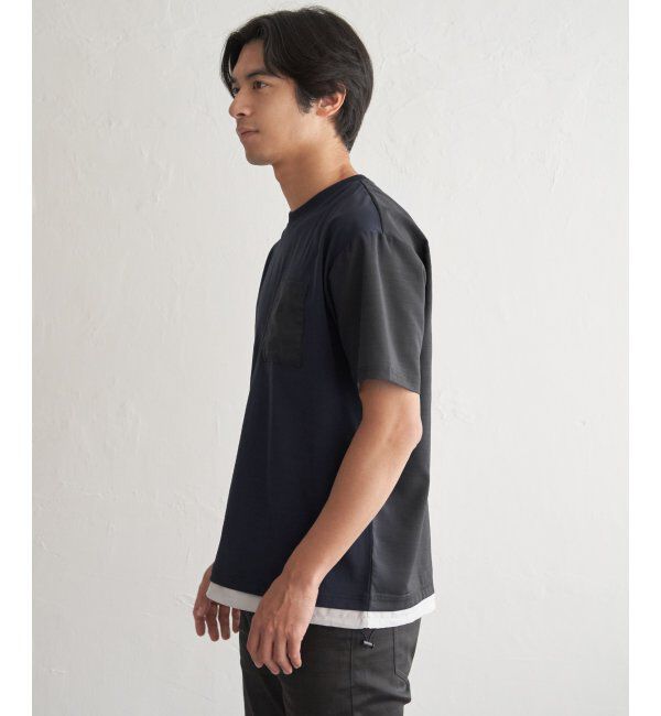 ikka「冷感異素材コンビTシャツ」|Tシャツ・カットソー|