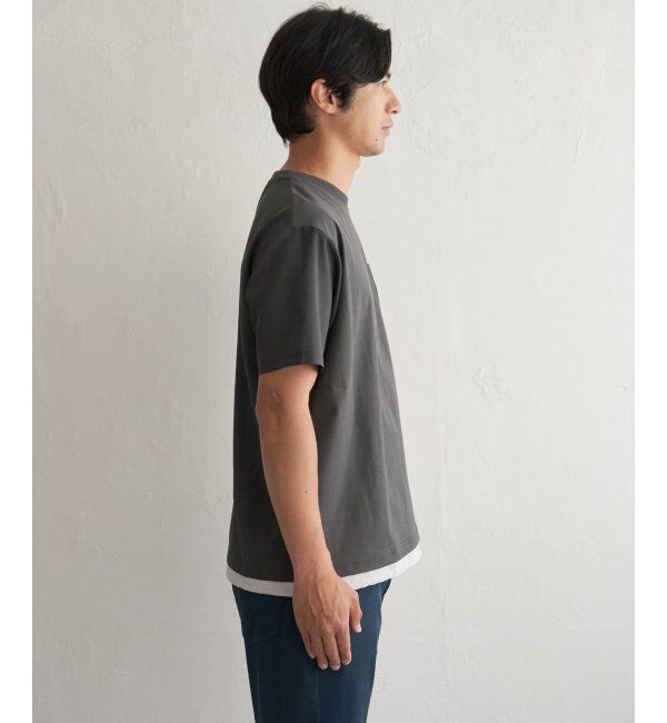 ikka「冷感異素材コンビTシャツ」|Tシャツ・カットソー|