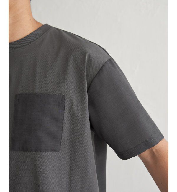 ikka「冷感異素材コンビTシャツ」|Tシャツ・カットソー|