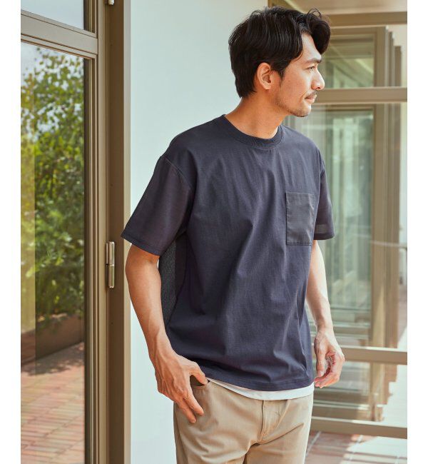 ikka「冷感異素材コンビTシャツ」|Tシャツ・カットソー|