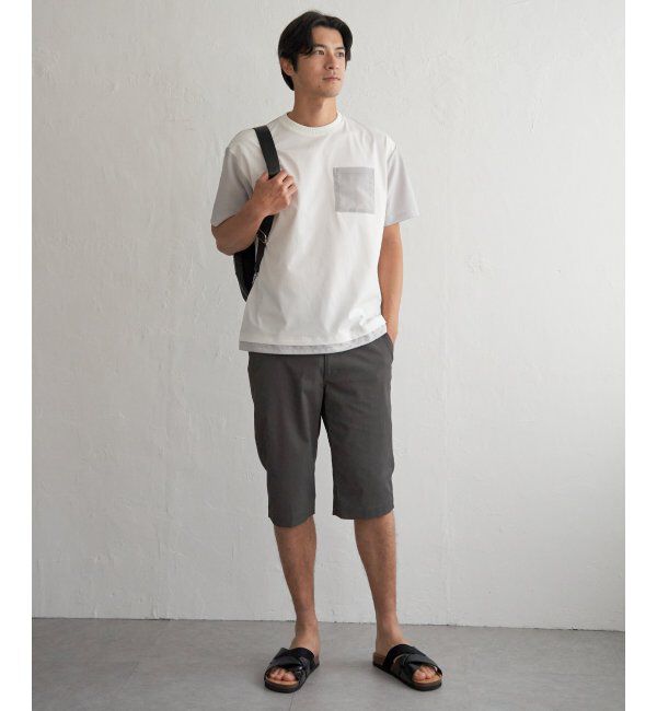 ikka「冷感異素材コンビTシャツ」|Tシャツ・カットソー|
