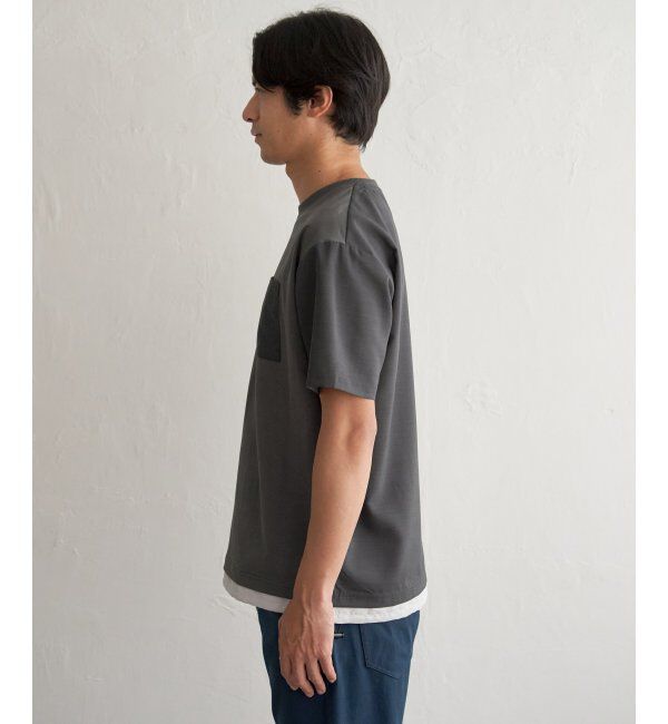 ikka「冷感異素材コンビTシャツ」|Tシャツ・カットソー|