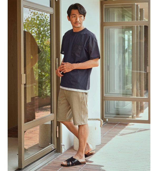ikka「冷感異素材コンビTシャツ」|Tシャツ・カットソー|