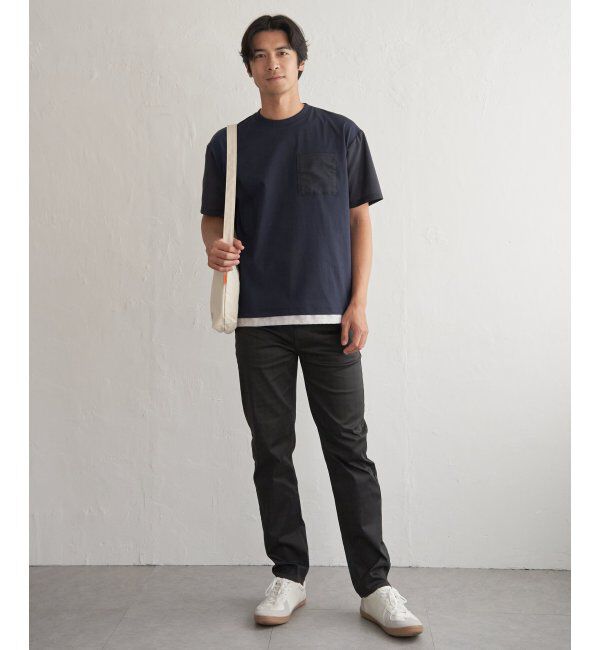 ikka「冷感異素材コンビTシャツ」|Tシャツ・カットソー|