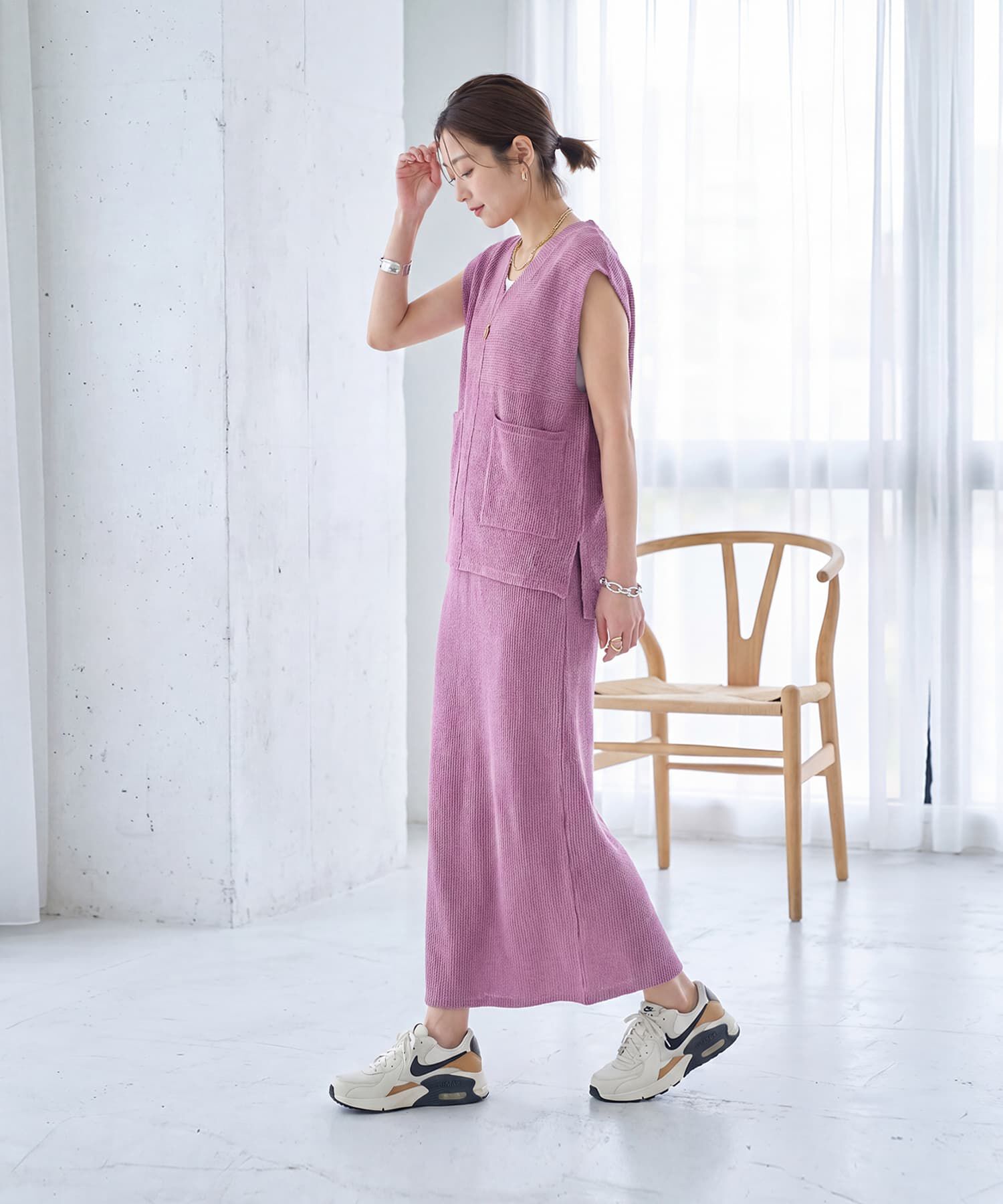  「【LUXE】ストライプ状フリルのカットソーセットアップ」|Tシャツ・カットソー|