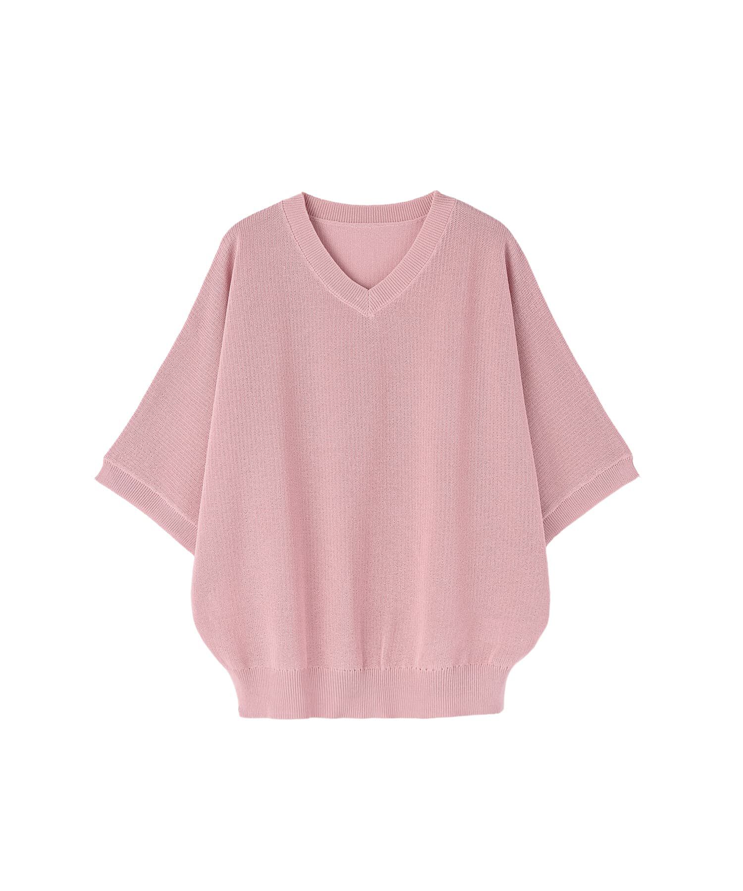 STYLE DELI「シャリ感Vネック微シアーニットトップス」|Tシャツ・カットソー|