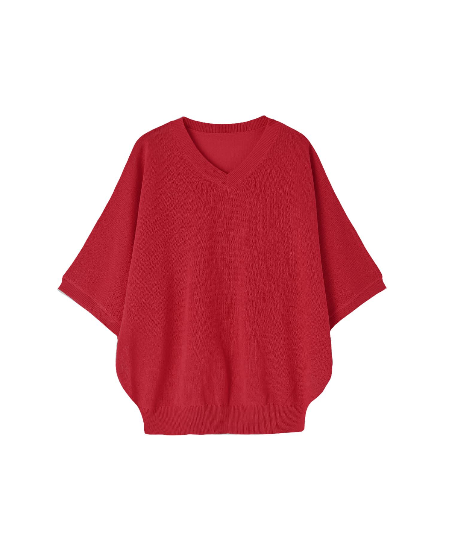 STYLE DELI「シャリ感Vネック微シアーニットトップス」|Tシャツ・カットソー|