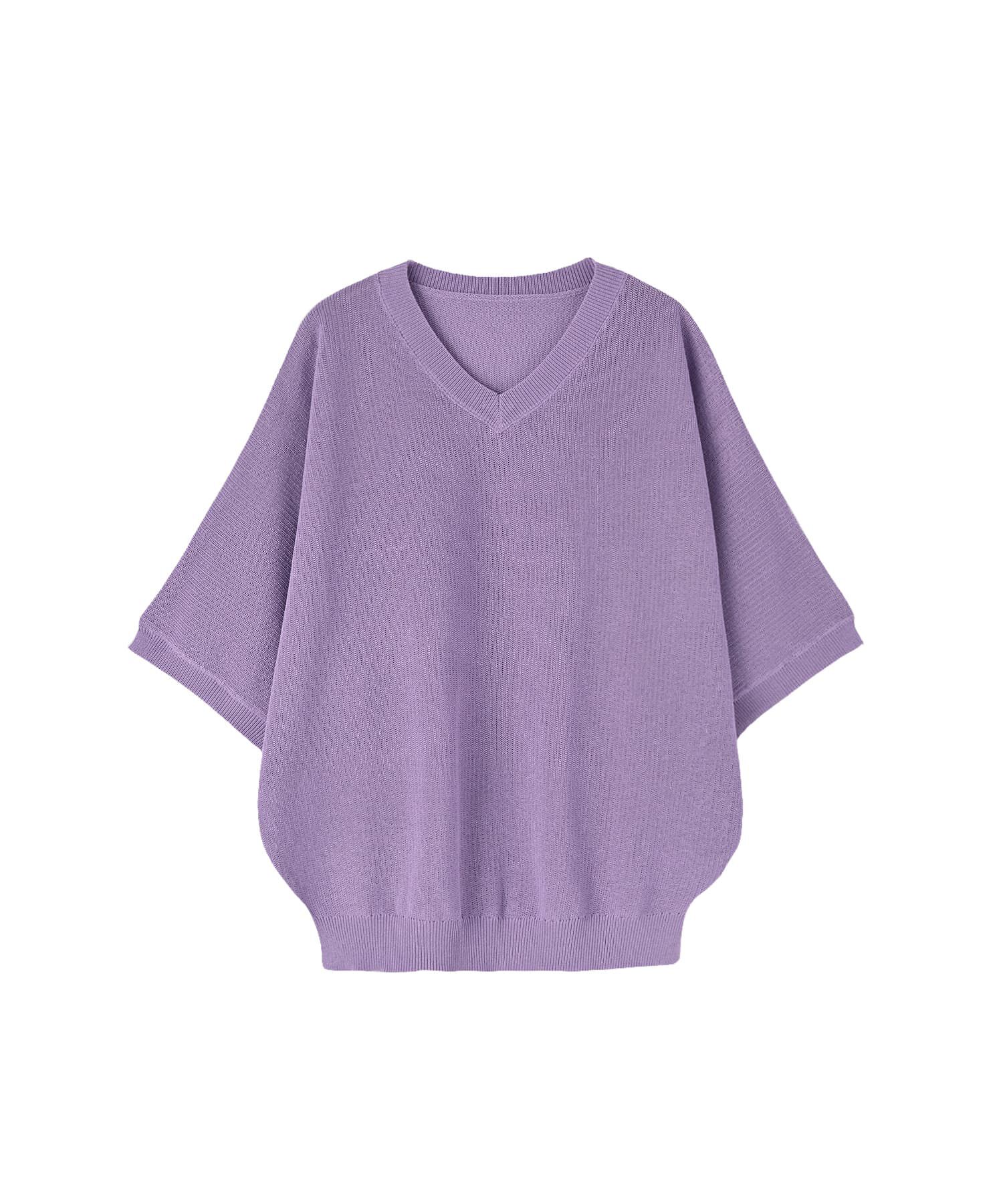 STYLE DELI「シャリ感Vネック微シアーニットトップス」|Tシャツ・カットソー|