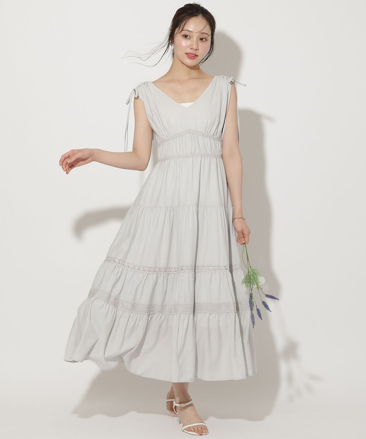 WILLSELECTION「ドロストショルダーティアードワンピース」|ワンピース|サックス