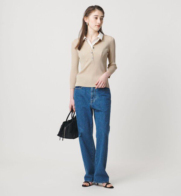 UNITED ARROWS「7分袖 シャツ コンビ ポロニット」|ニット・セーター|