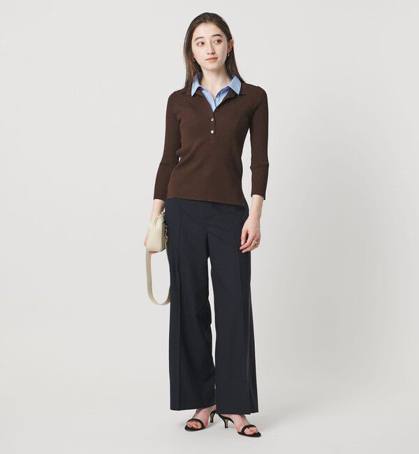 UNITED ARROWS「7分袖 シャツ コンビ ポロニット」|ニット・セーター|