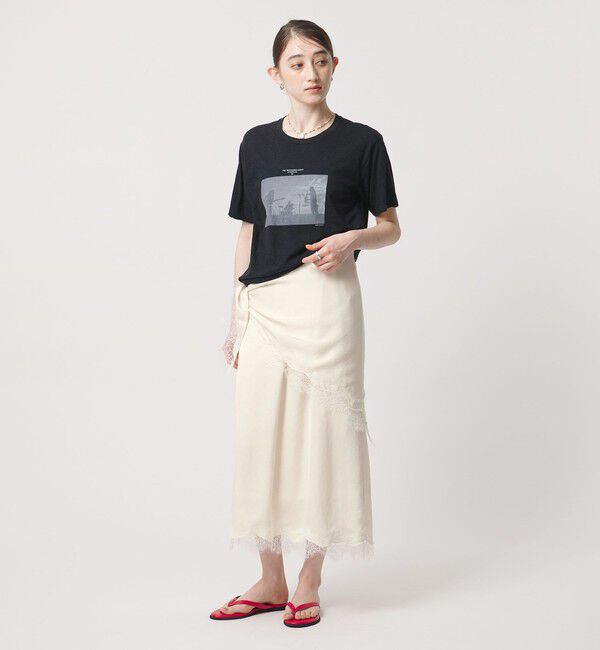 UNITED ARROWS「スカーフ付き サテン レース コンビ スカート」|スカート|