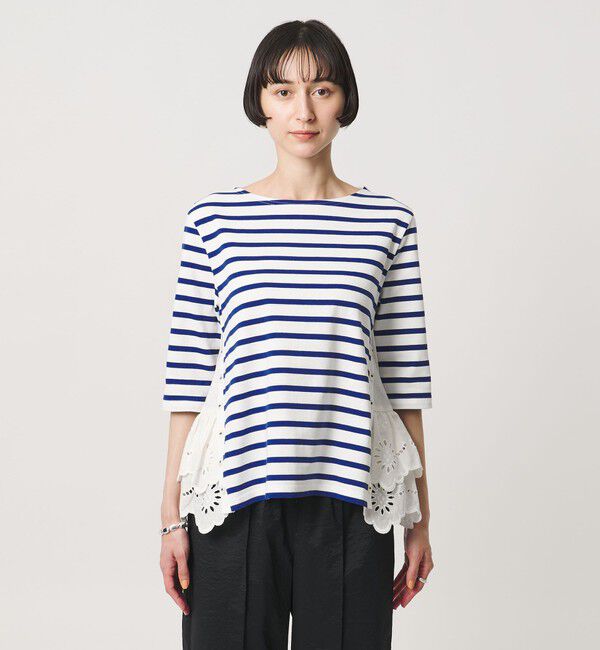 UNITED ARROWS「【別注】＜MUVEIL＞６分袖 レース ボーダー カットソー ‐united LOVE project 2026」|Tシャツ・カットソー|