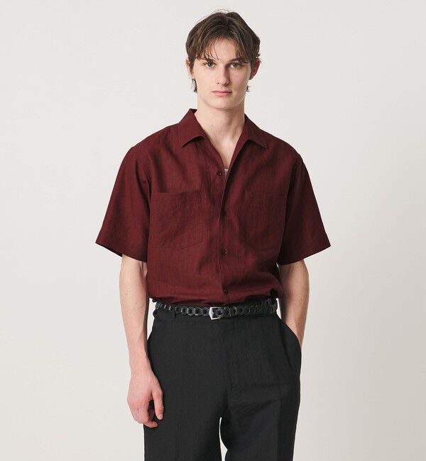 UNITED ARROWS「リネンキャンブリック ワンピースオープンカラーシャツ」|シャツ・ブラウス|WINE