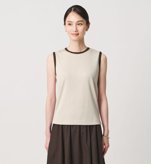 UNITED ARROWS「リブ バイカラーパイピング ノースリーブ Tシャツ」|タンクトップ|