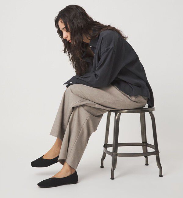 UNITED ARROWS green label relaxing「ウェルネス ニット スクエアVカット シューズ 撥水 ウォッシャブル」|バレエシューズ|