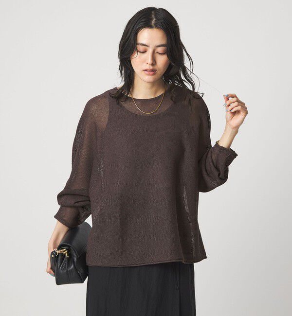UNITED ARROWS green label relaxing「ペーパー ニット プルオーバー ウォッシャブル」|ニット・セーター|DK.BROWN