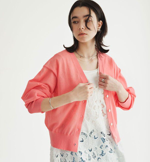 UNITED ARROWS green label relaxing「ビューティーネック2WAYカーデ ウォッシャブル」|カーディガン|PINK