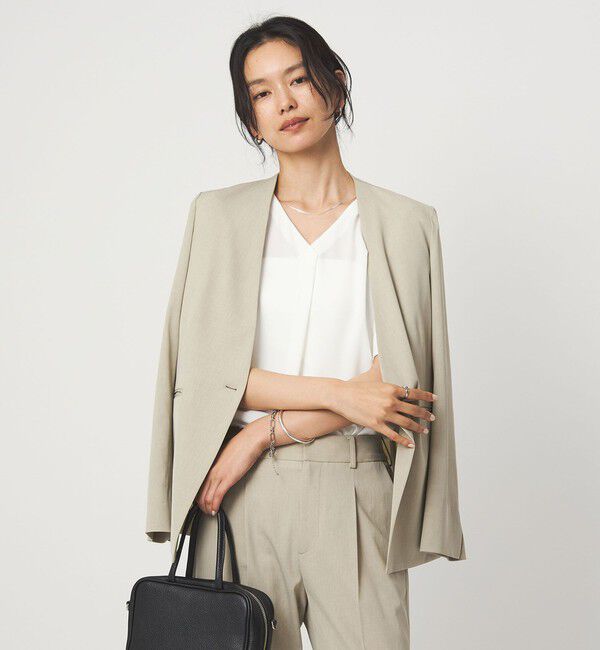 UNITED ARROWS green label relaxing「Vネック ショートスリーブ ブラウス マシンウォッシャブル 」|シャツ・ブラウス|