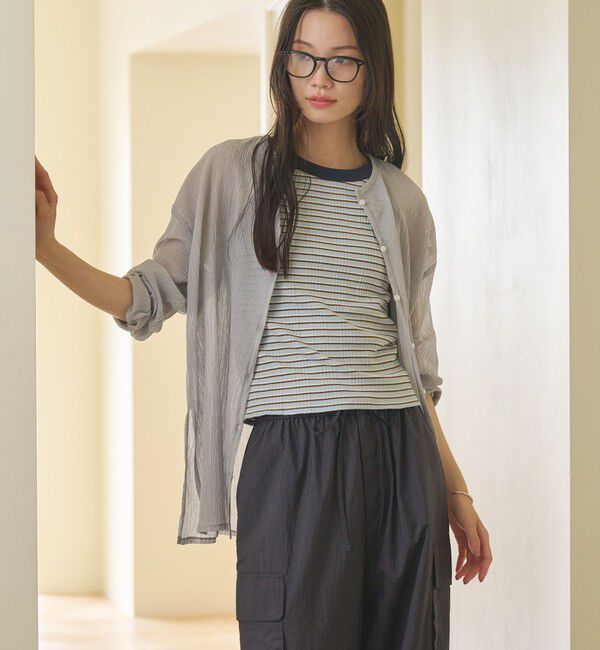 BEAUTY&YOUTH UNITED ARROWS「クレープ クルーネックカーディガン」|カーディガン|LT.GRAY