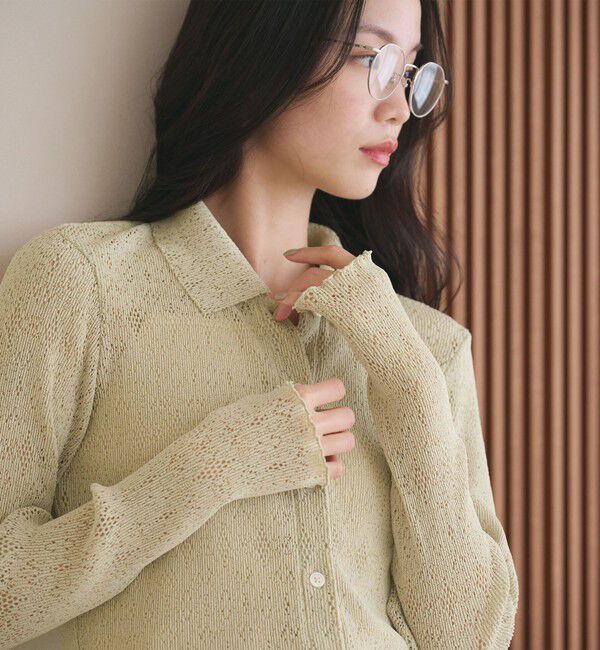 BEAUTY&YOUTH UNITED ARROWS「レースプリーツ シャツカーディガン ウォッシャブル」|カーディガン|