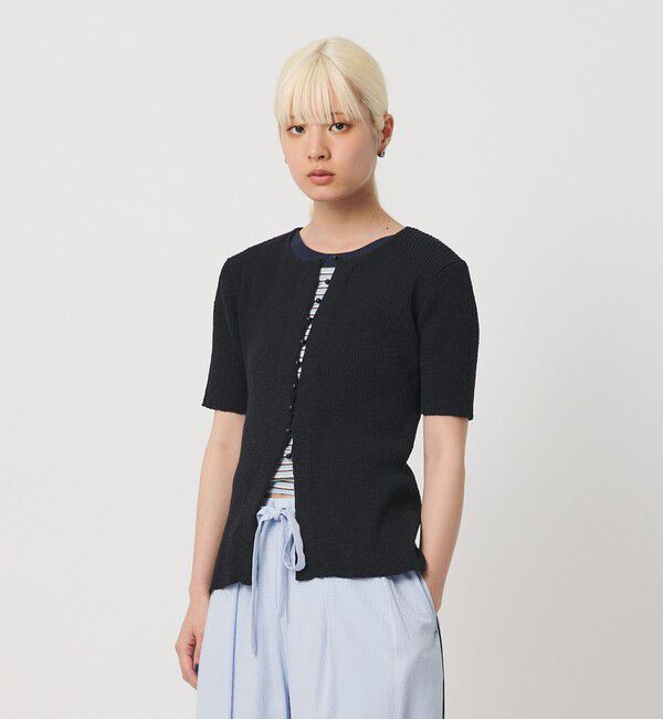 BEAUTY&YOUTH UNITED ARROWS「麻ブレンド スラブ フロントボタン ショートスリーブ カーディガン ウォッシャブル」|カーディガン|