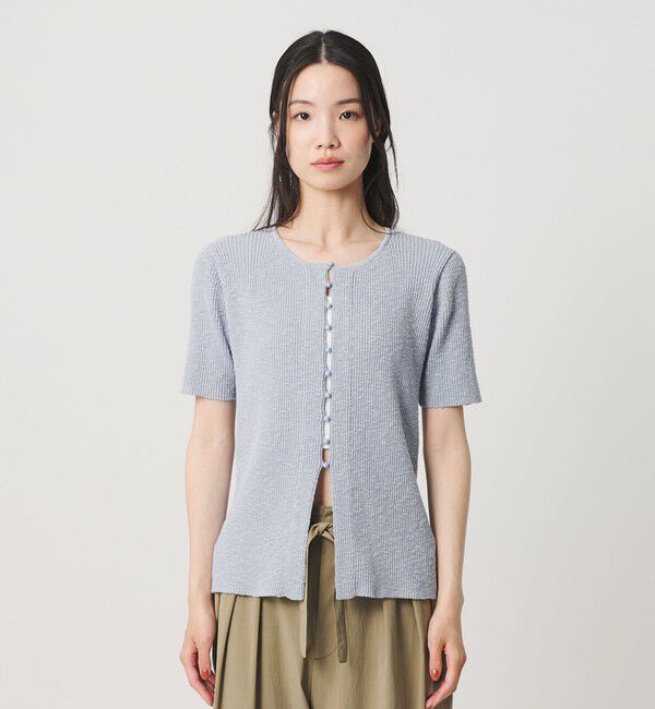 BEAUTY&YOUTH UNITED ARROWS「麻ブレンド スラブ フロントボタン ショートスリーブ カーディガン ウォッシャブル」|カーディガン|