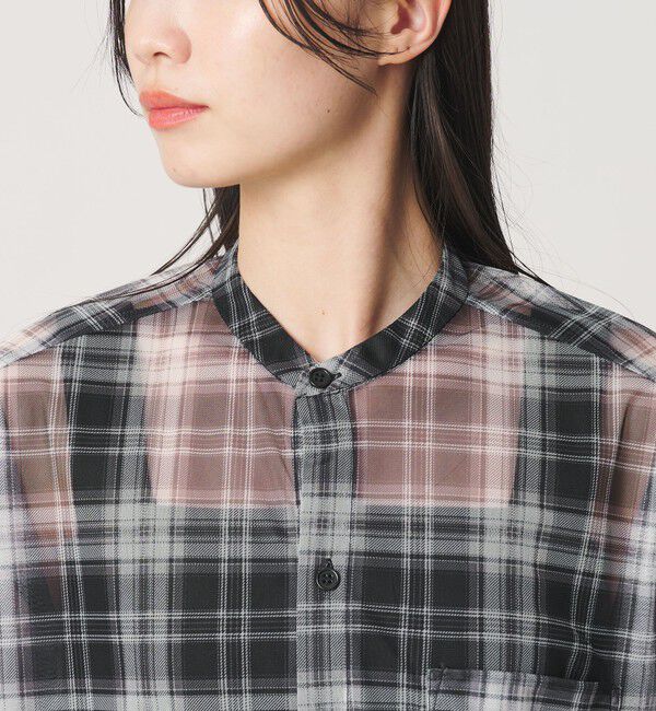 BEAUTY&YOUTH UNITED ARROWS「【WEB限定】オンブレーチェック シアーバンドカラーシャツ ウォッシャブル」|シャツ・ブラウス|