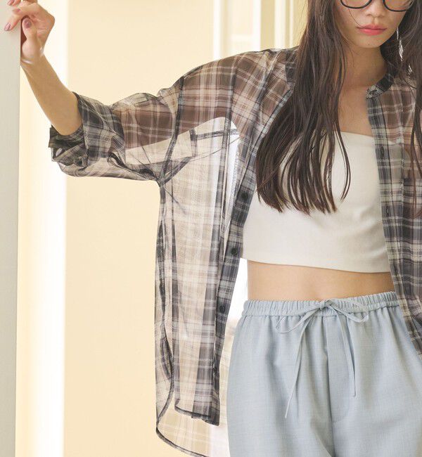 BEAUTY&YOUTH UNITED ARROWS「【WEB限定】オンブレーチェック シアーバンドカラーシャツ ウォッシャブル」|シャツ・ブラウス|