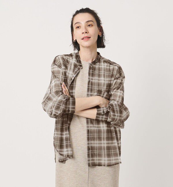 BEAUTY&YOUTH UNITED ARROWS「【WEB限定】オンブレーチェック シアーバンドカラーシャツ ウォッシャブル」|シャツ・ブラウス|