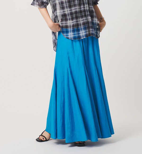 BEAUTY&YOUTH UNITED ARROWS「【WEB限定】麻ブレンド フレアロングスカート ウォッシャブル」|フレア|TURQUOISE