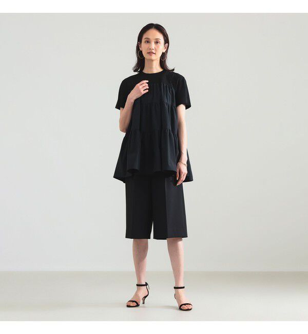 Demi-Luxe BEAMS 「【UVカット】コンビ ティアード プルオーバー」|シャツ・ブラウス|