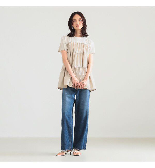 Demi-Luxe BEAMS 「【UVカット】コンビ ティアード プルオーバー」|シャツ・ブラウス|
