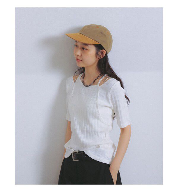 Ray BEAMS 「RIB キリカエ アシメネック Tシャツ」|Tシャツ・カットソー|WHITE