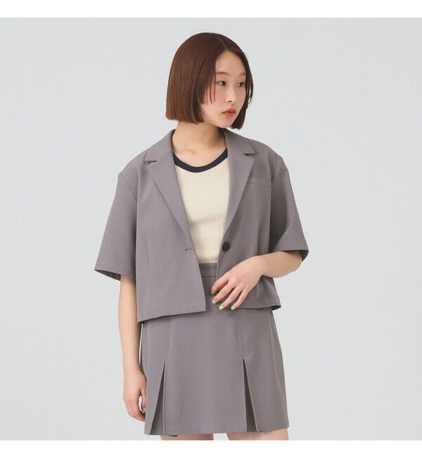 Ray BEAMS 「1ボタン シングル クロップド ジャケット」|ベスト・ジレ|GREY