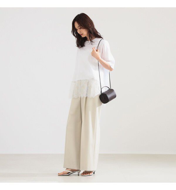 Demi-Luxe BEAMS 「レース 切り替え Tシャツ」|Tシャツ・カットソー|