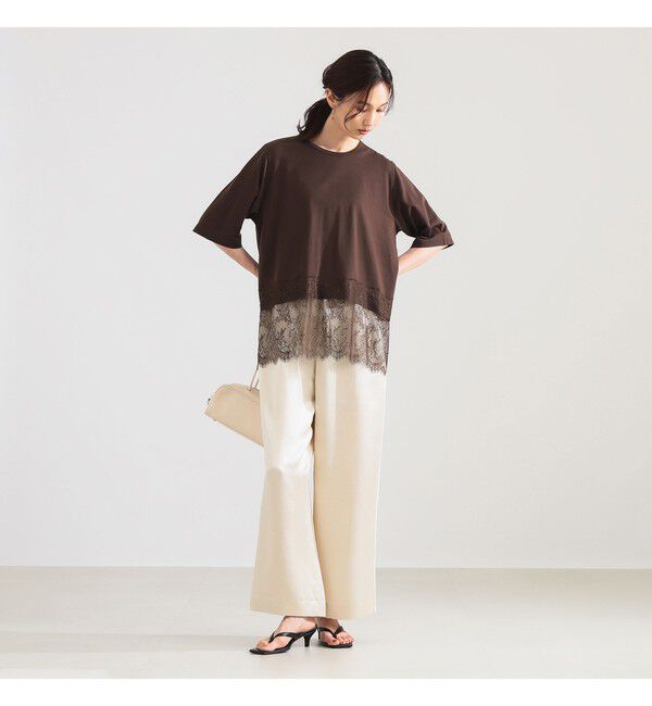 Demi-Luxe BEAMS 「レース 切り替え Tシャツ」|Tシャツ・カットソー|